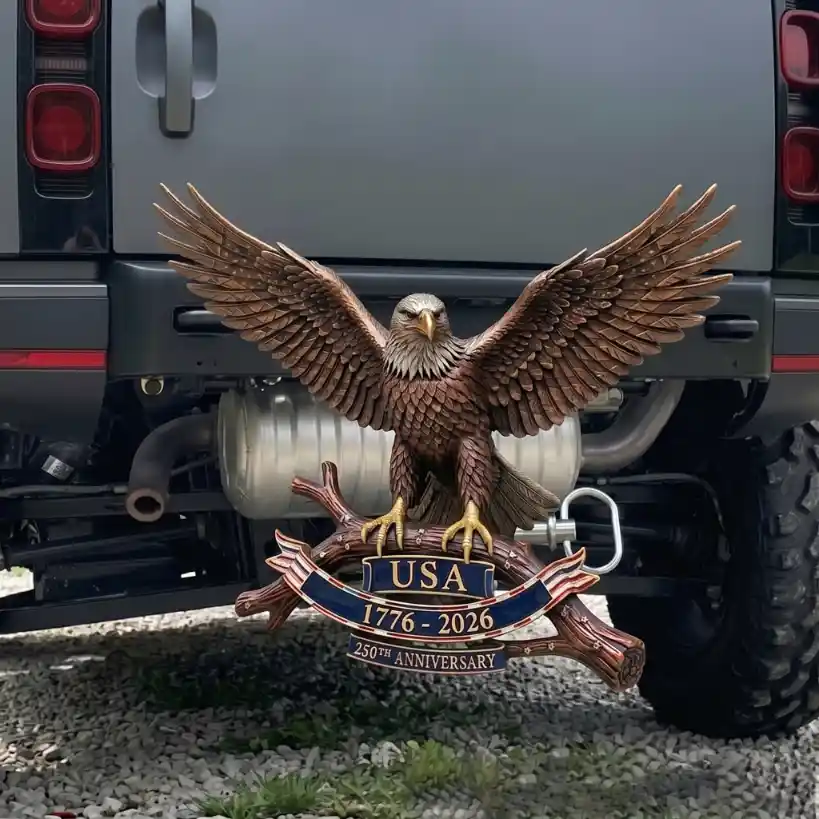 USA 250th Anniversary Bald Eagle Tow Hitch Cover Patriotic Truck Accessory